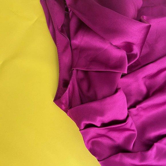 Express Colorblock Ruched Bodycon One Shoulder Mini Dress, Pink and Blue, Size S - Picture 13 of 13